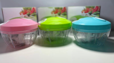 Manual Veggie Chopper – 3-Blade Pull String Dicer (Multi Colour)