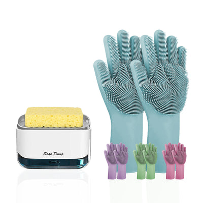 Dishwashing Bundle – Soap Dispenser & Silicone Gloves