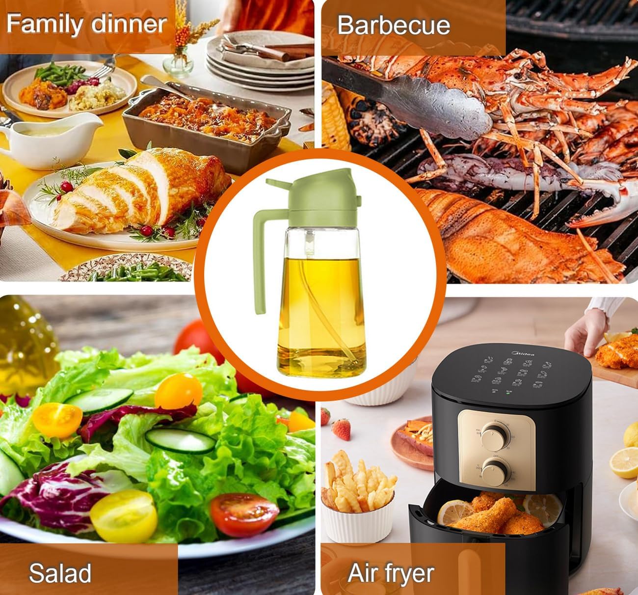 Olive Oil Sprayer & Dispenser – 1Pc 470ml Glass Bottle