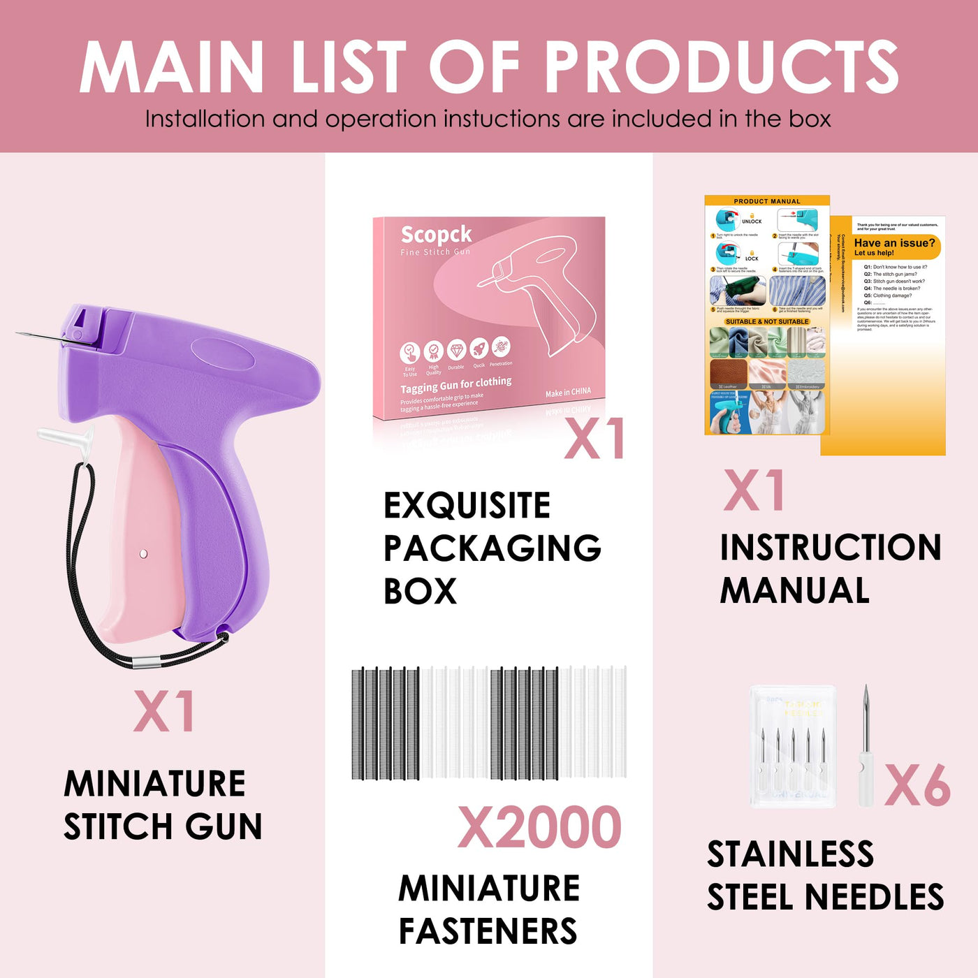 Scopck Stitch Gun - Handheld Clothes Repair Tool - Mini Sewing Kit - Purple