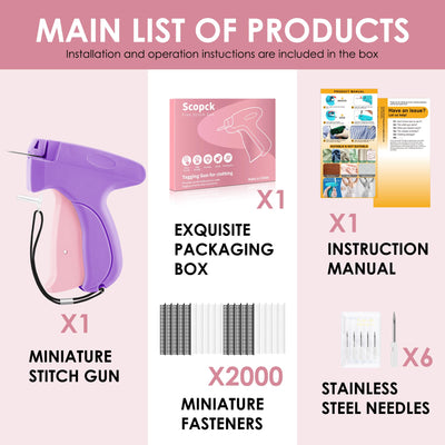 Scopck Stitch Gun - Handheld Clothes Repair Tool - Mini Sewing Kit - Purple